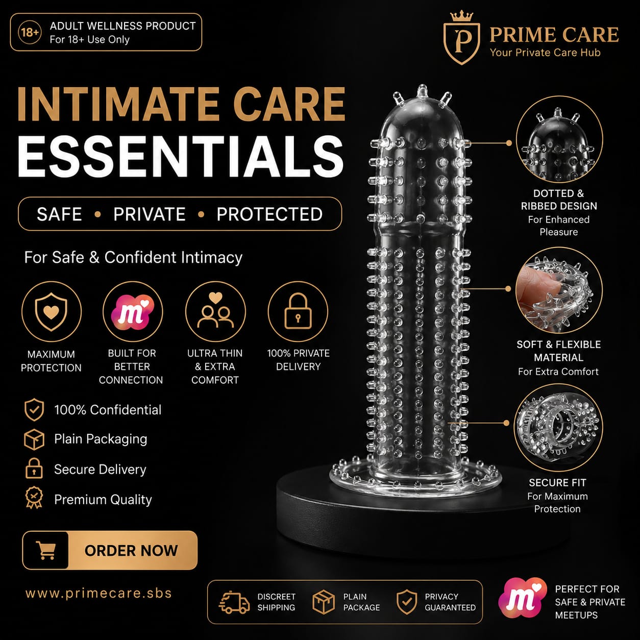 Soft Silicone Dotted Washable & Reusable Condom